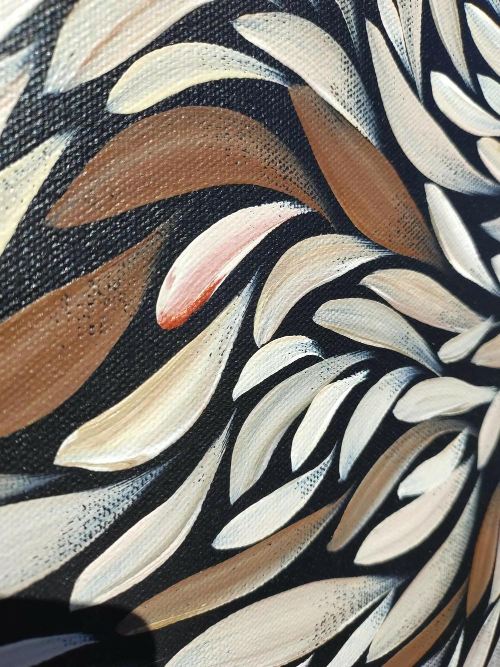 Tumbetin Baibaiye's - Brown and cream Healing leaves with a hint of metallic copper , Original Artwork - Image 7