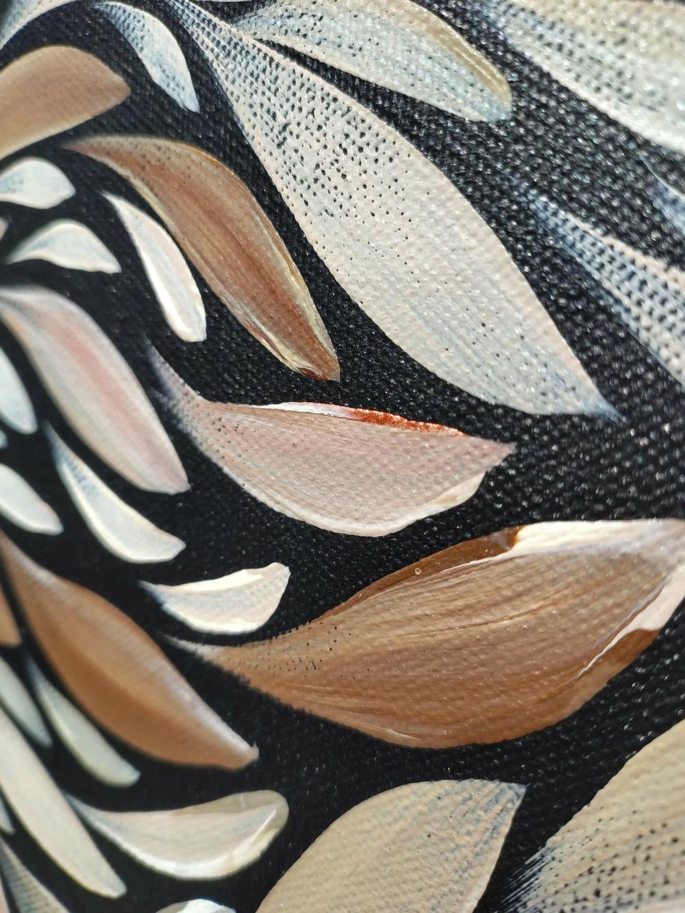 Tumbetin Baibaiye's - Brown and cream Healing leaves with a hint of metallic copper , Original Artwork - Image 9