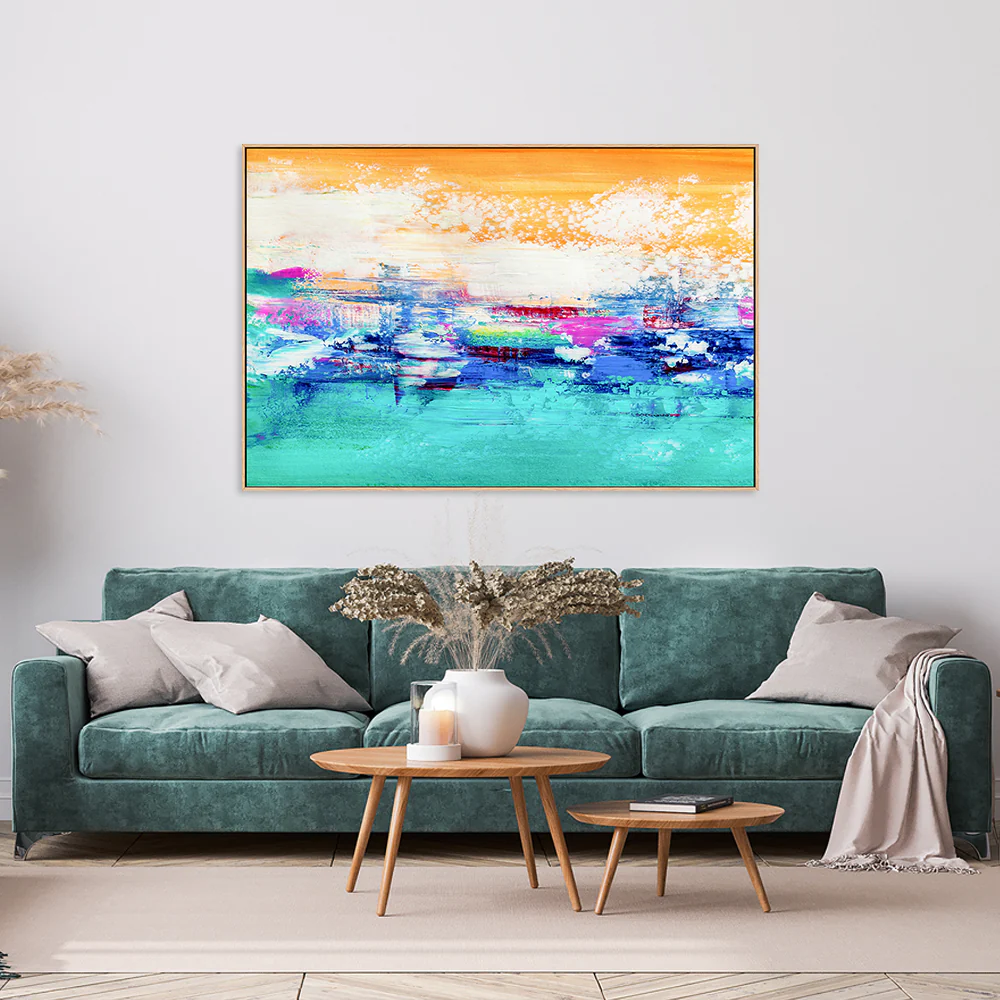 Turquoise Mood, Hand-Painted Canvas - Image 2