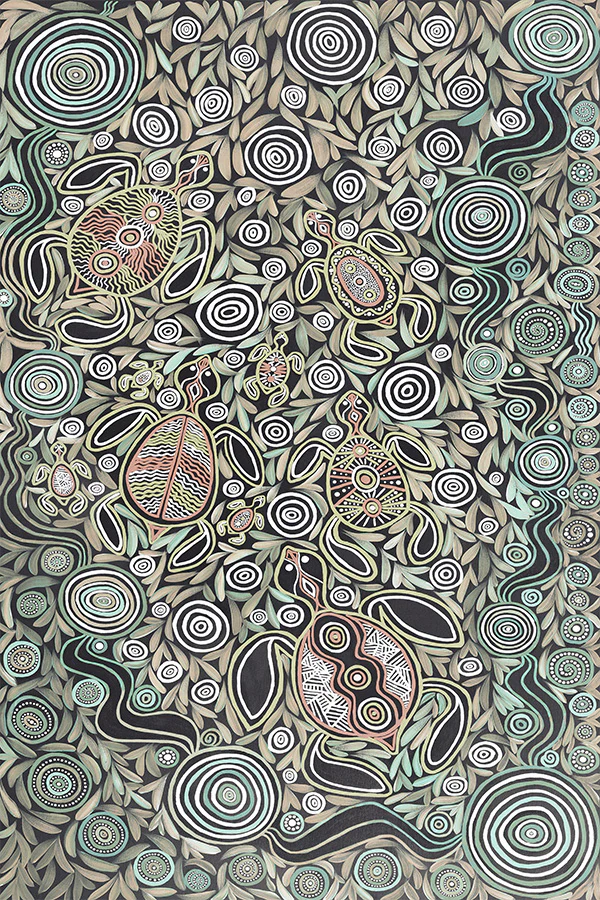 Turtles In Deep Water Dreaming, Earths Green Tone