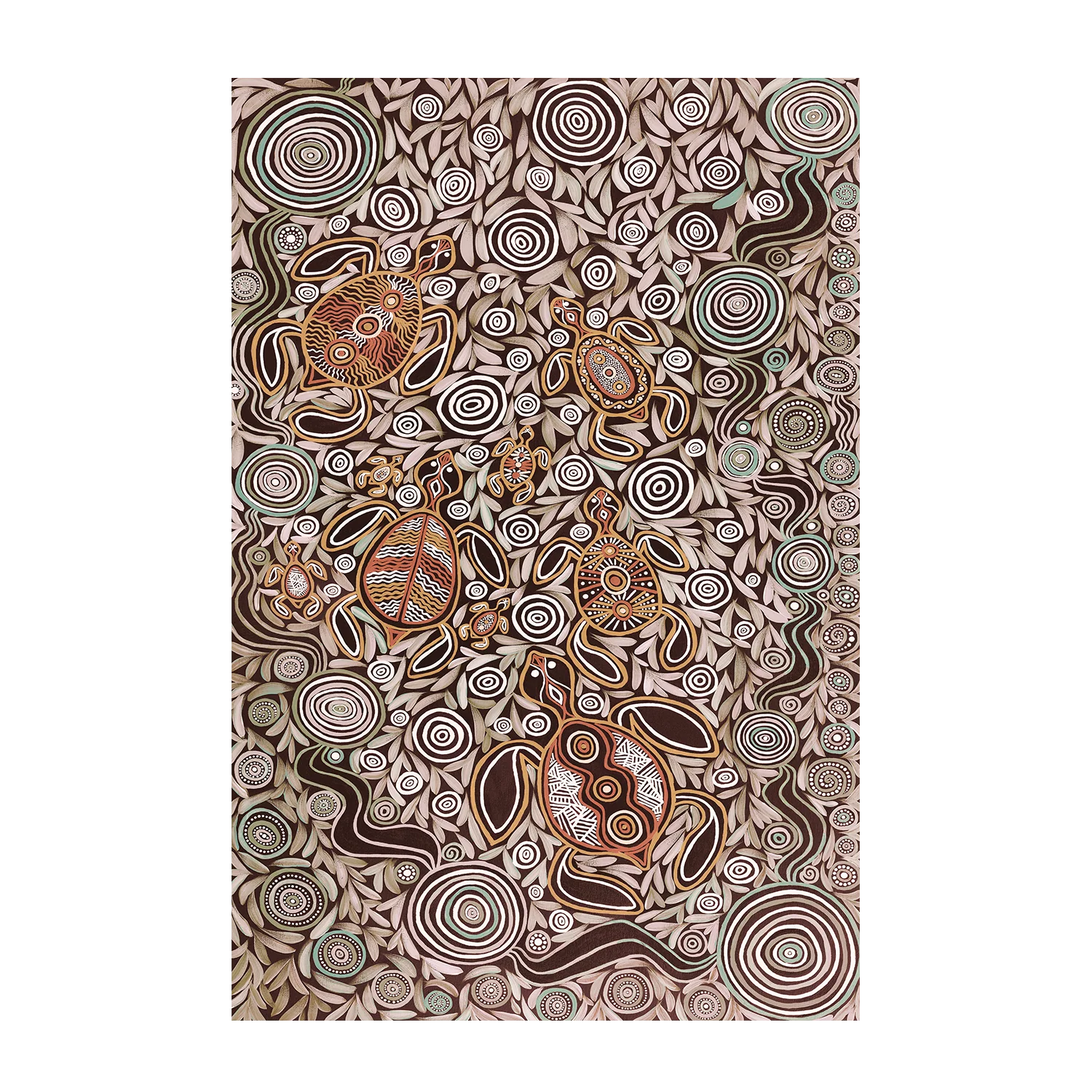 Turtles In Deep Water Dreaming, Mocha Tone - Image 3