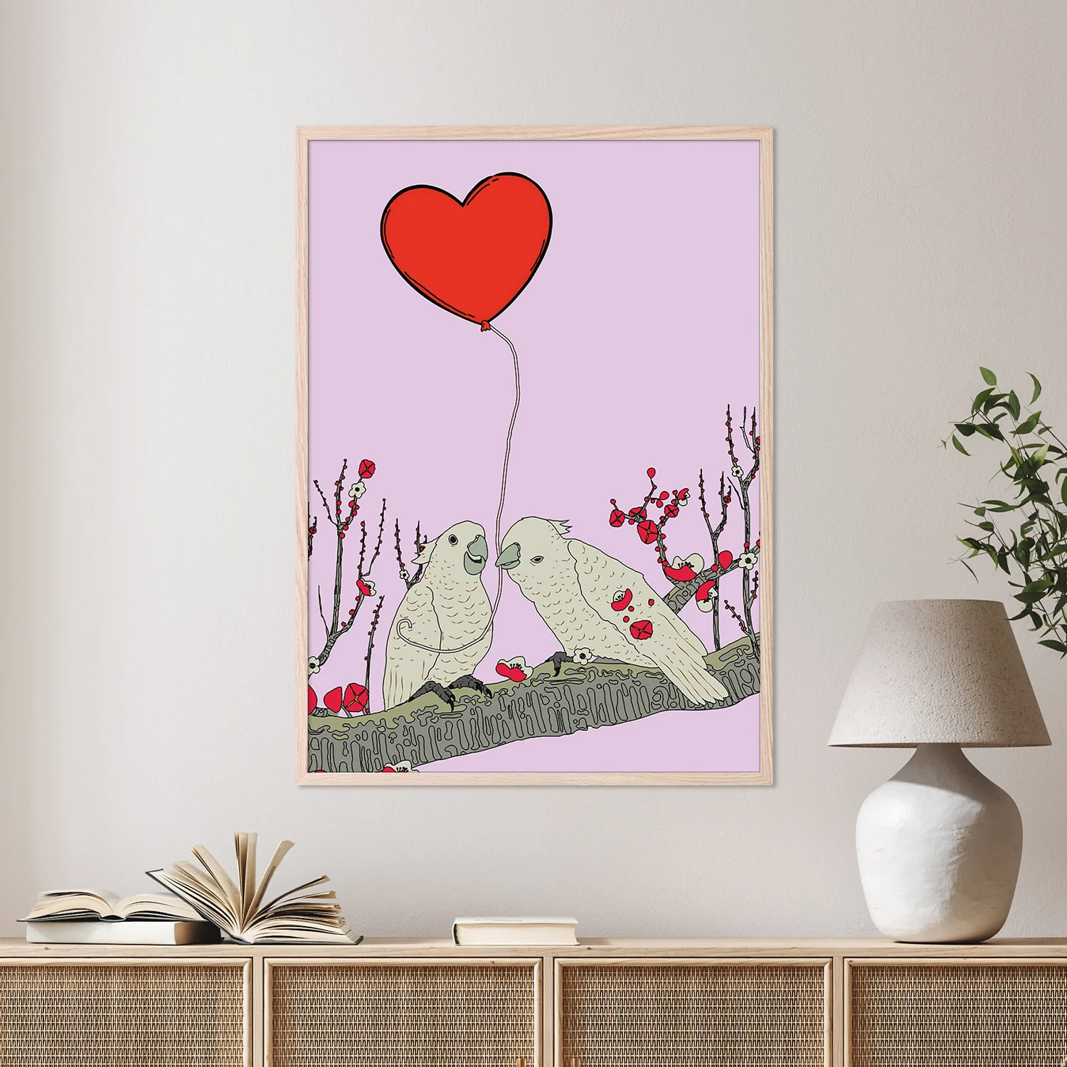 Two Birds Perched On A Branch - Image 2