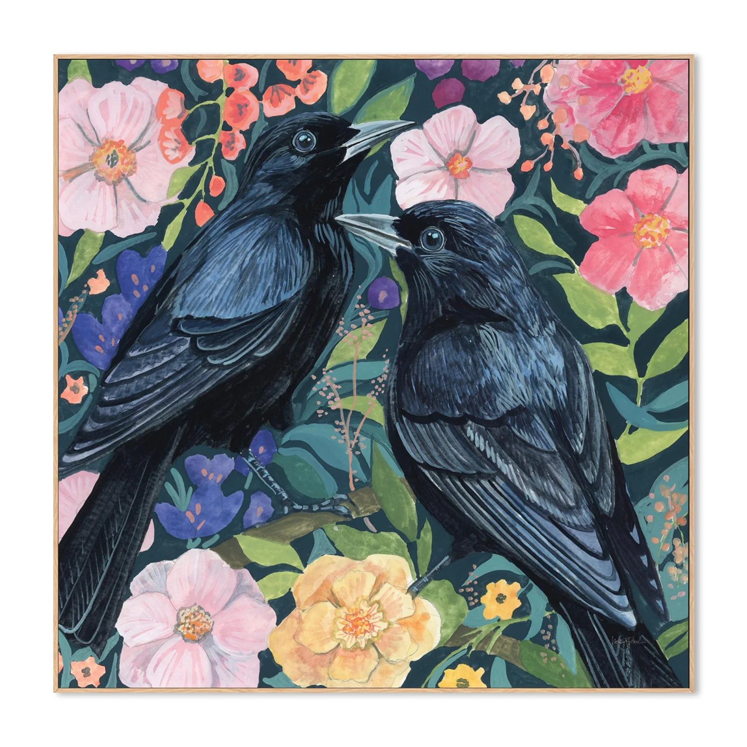 Two Crows on Flowers - Image 4