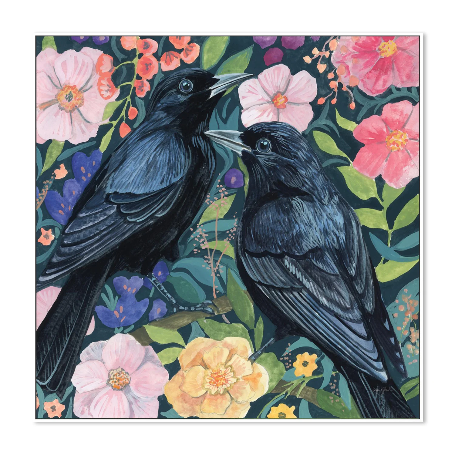 Two Crows on Flowers - Image 5