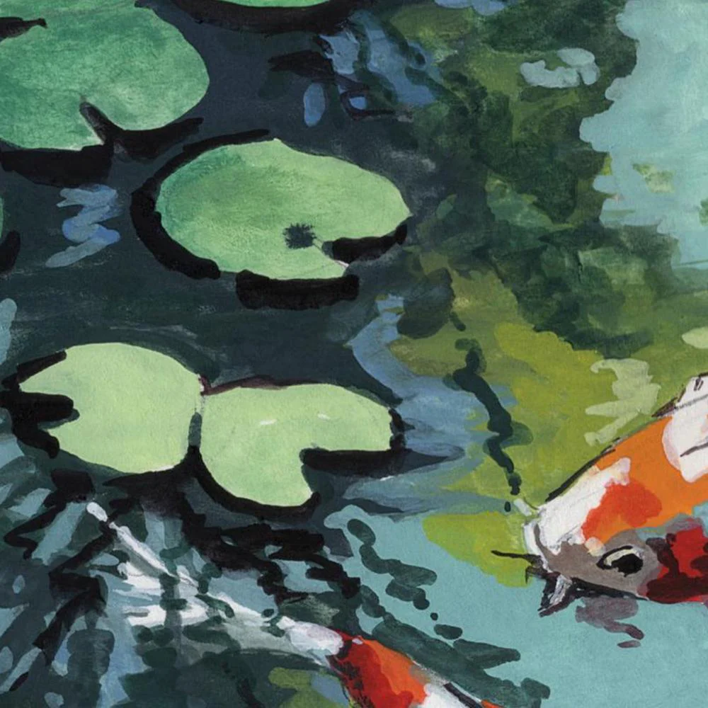 Two Koi Fish In Pond - Image 10