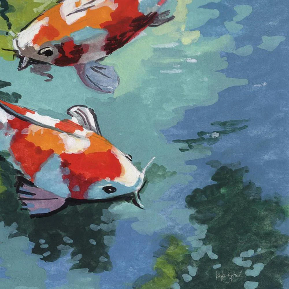 Two Koi Fish In Pond - Image 11