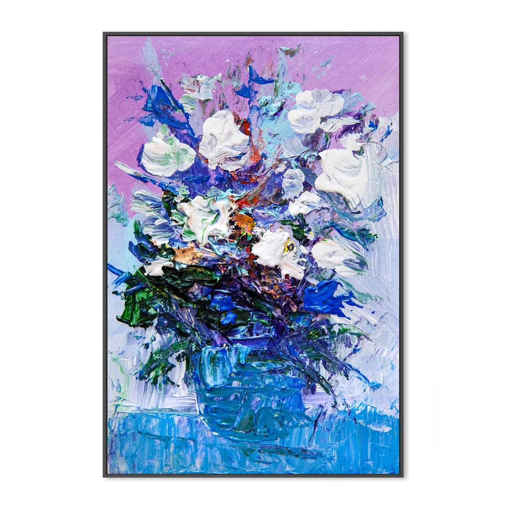 Vase of Abstract Flowers, Hand-Painted Canvas - Image 3
