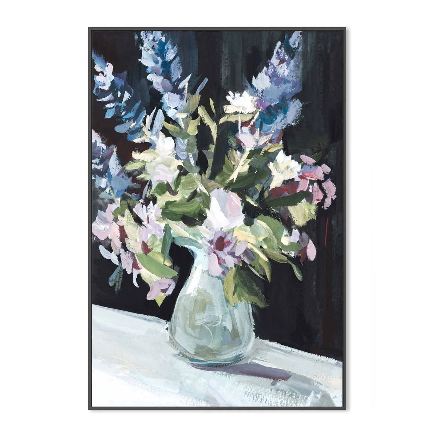 Vase Of Violet Flowers , Hand-painted Canvas - Image 3