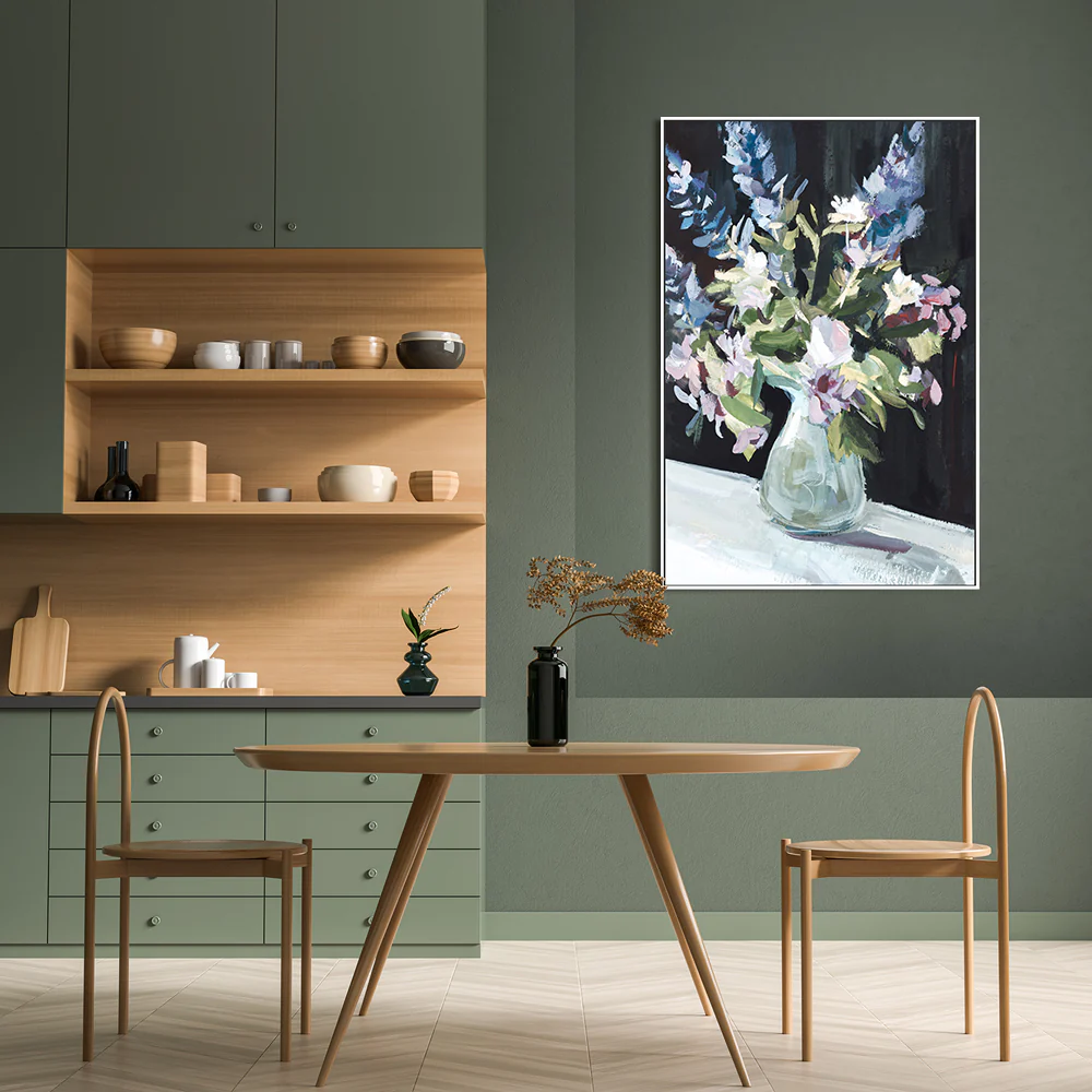 Vase Of Violet Flowers , Hand-painted Canvas - Image 7