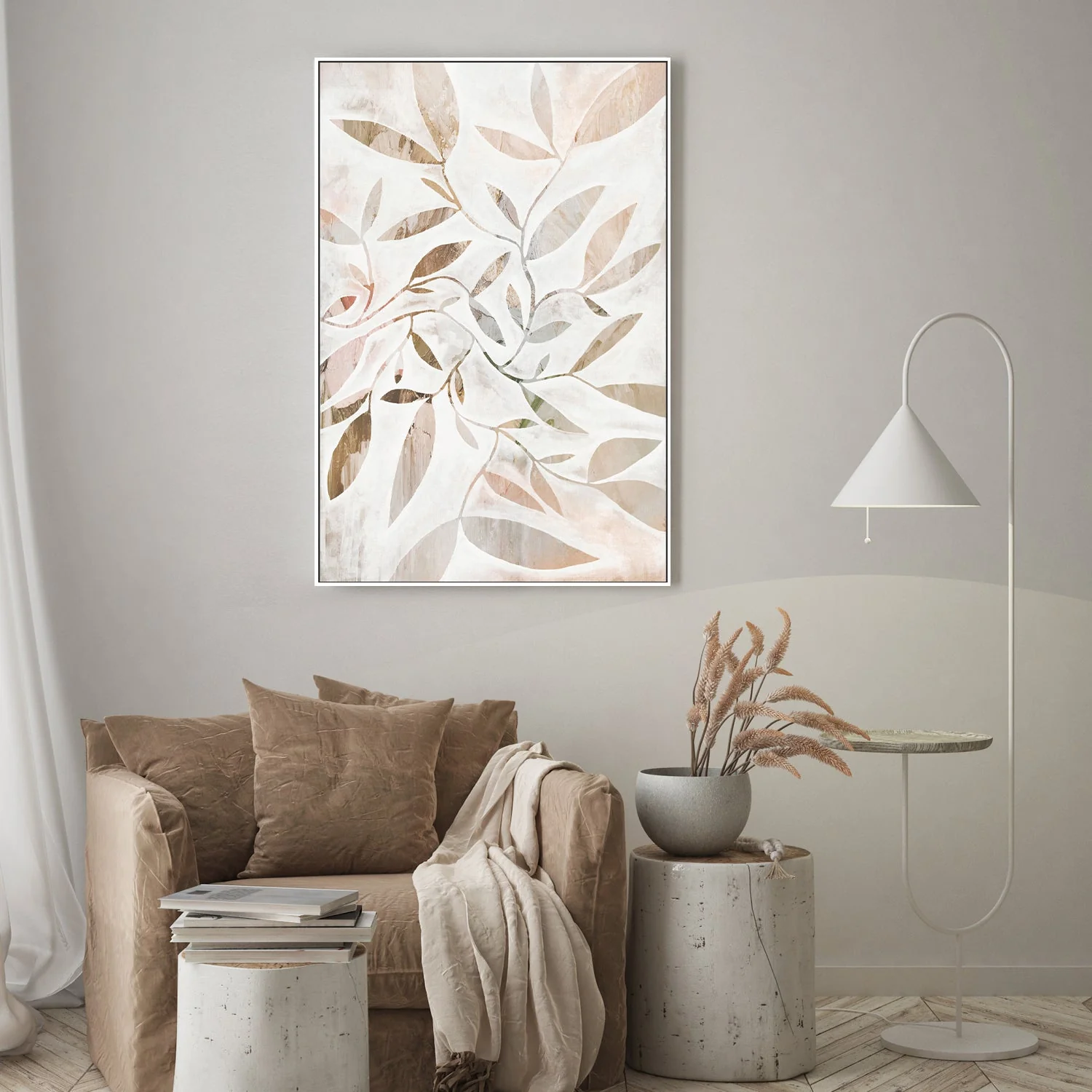 Watercolour Leaves Beige - Image 7