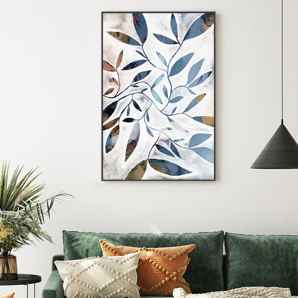 Watercolour Leaves Blue - Image 2