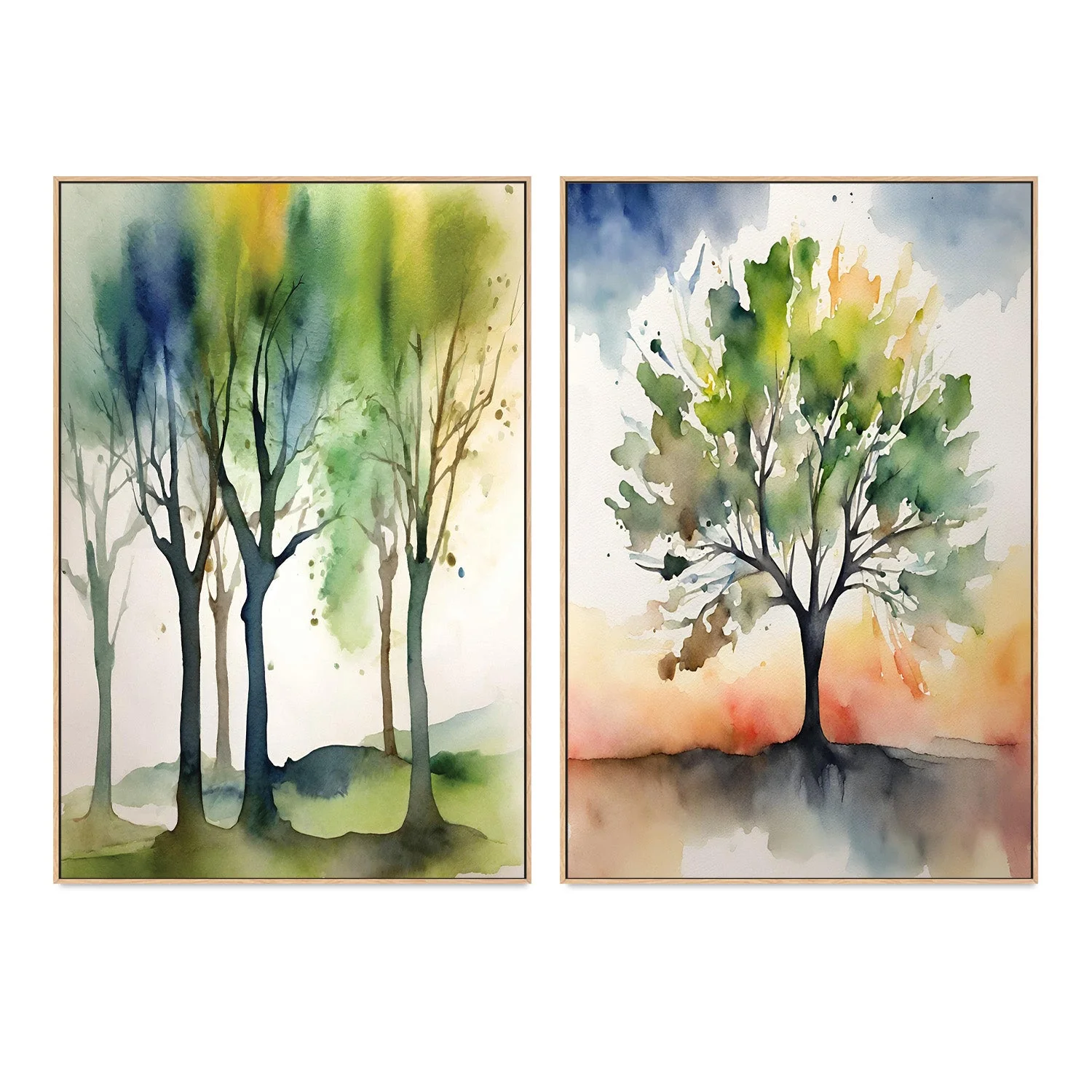 Watercolour Trees, Style A & B, Set Of 2 - Image 4