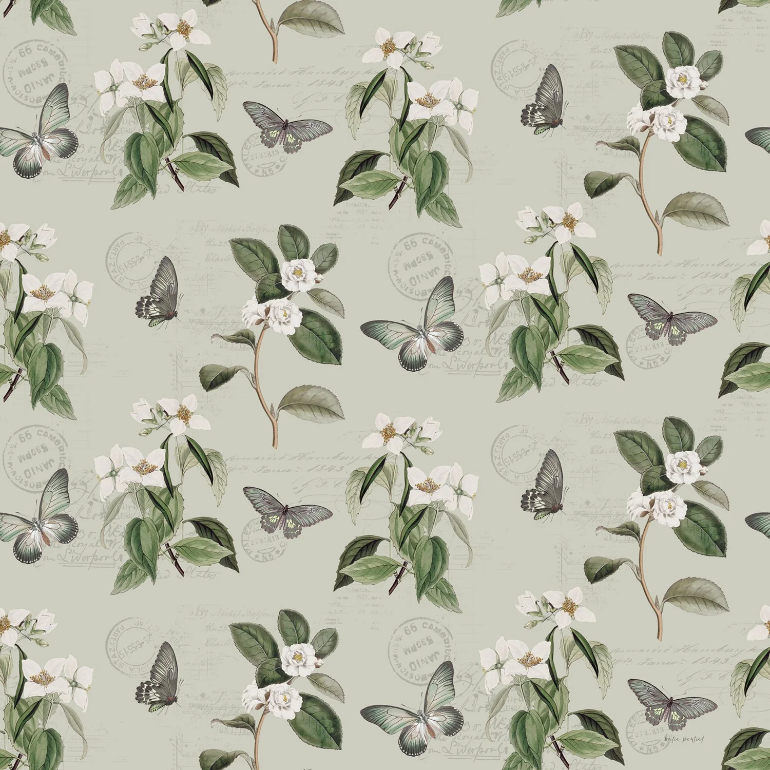 Weathered Garden Pattern, Style B, Wallpaper