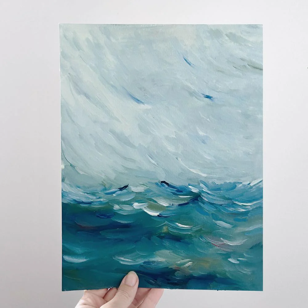 Where the sky seamlessly meld with the sea , Original Artwork