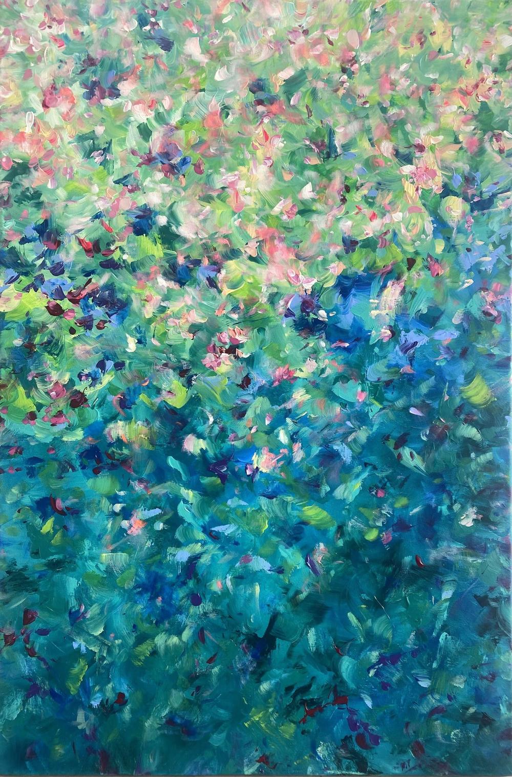 Whimsical Garden, Original Hand-Painted Canvas By Katherine Spiller - Image 4