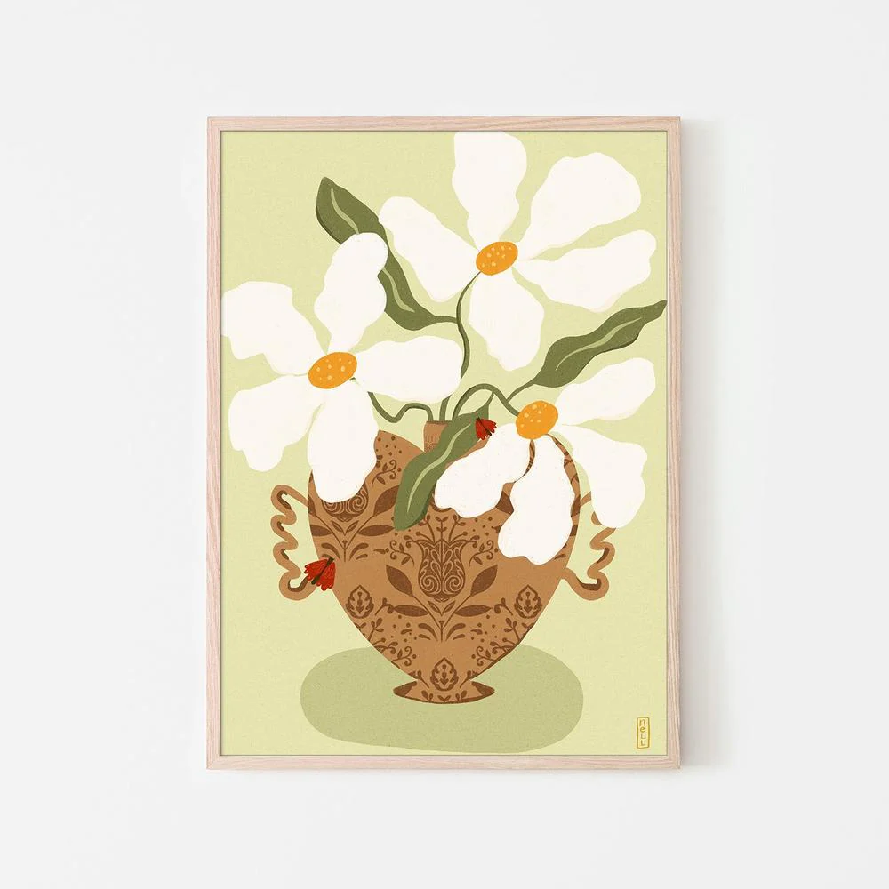 White flowers in a Greek Vase Illustration - Image 6