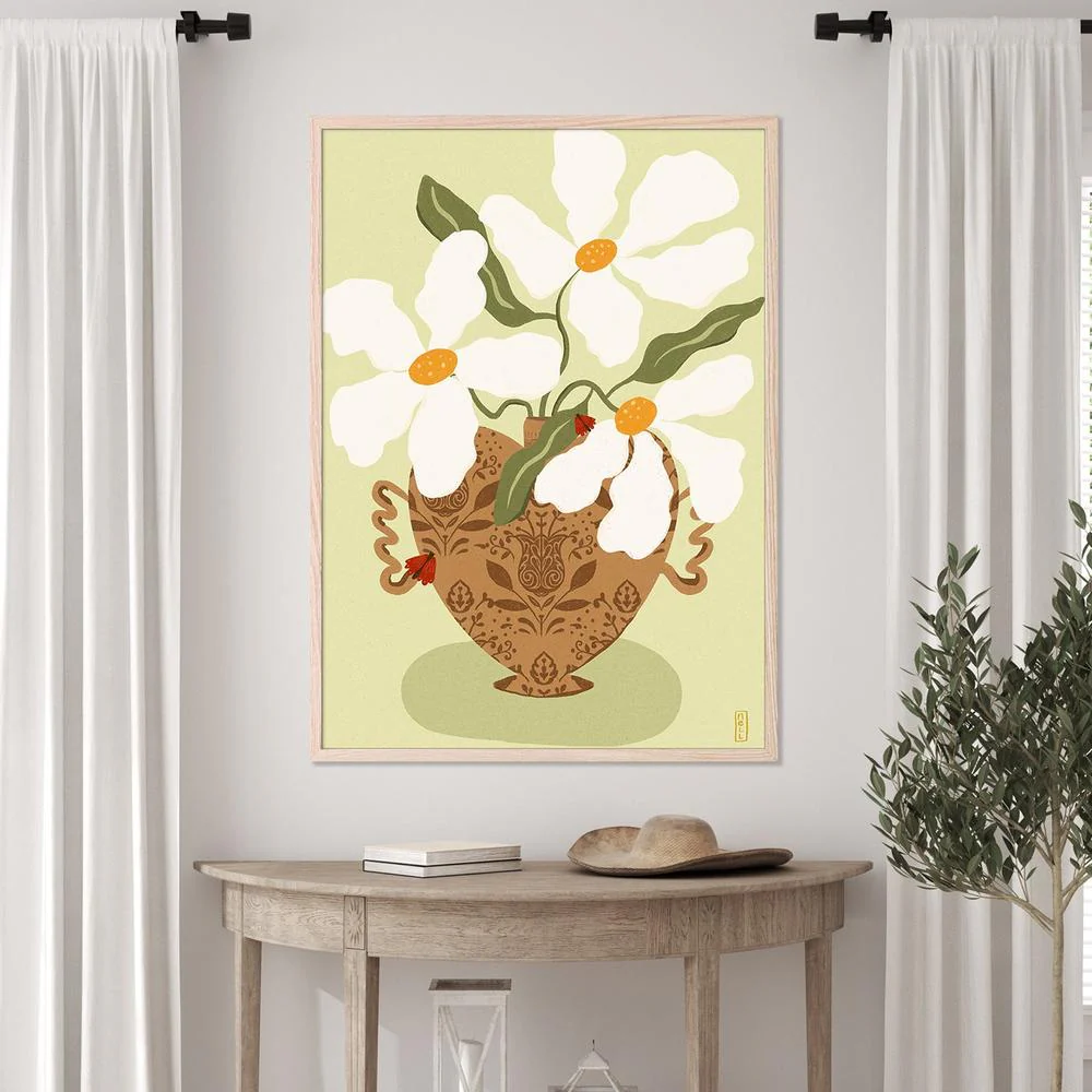 White flowers in a Greek Vase Illustration - Image 7