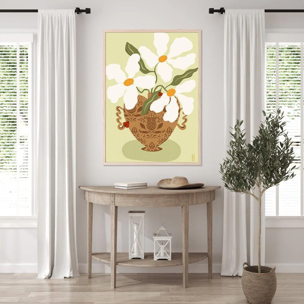 White flowers in a Greek Vase Illustration - Image 8