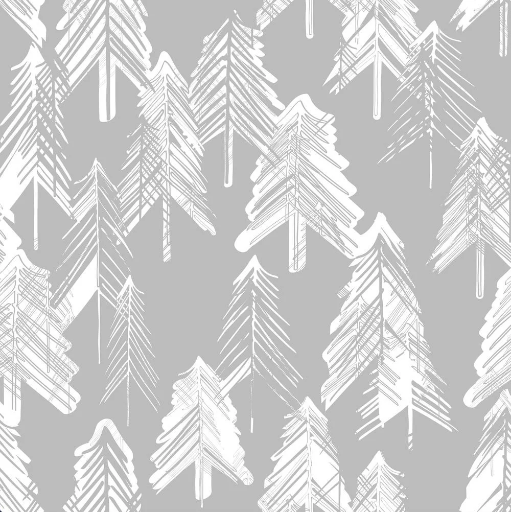 White Forest Trees On Grey Background  Wallpaper