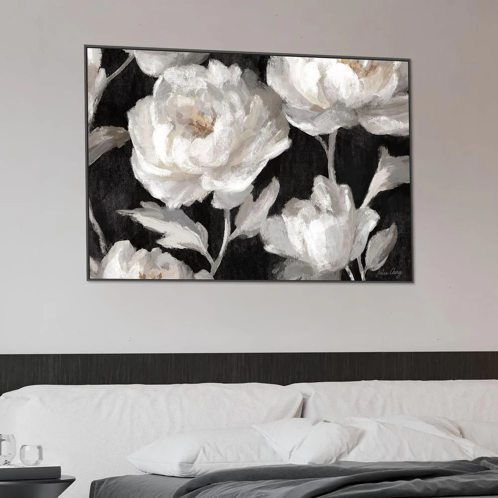 White Peonies On Black - Image 2
