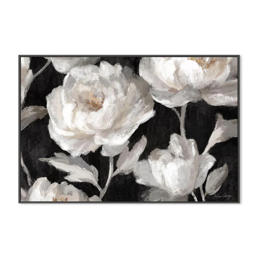 White Peonies On Black - Image 3
