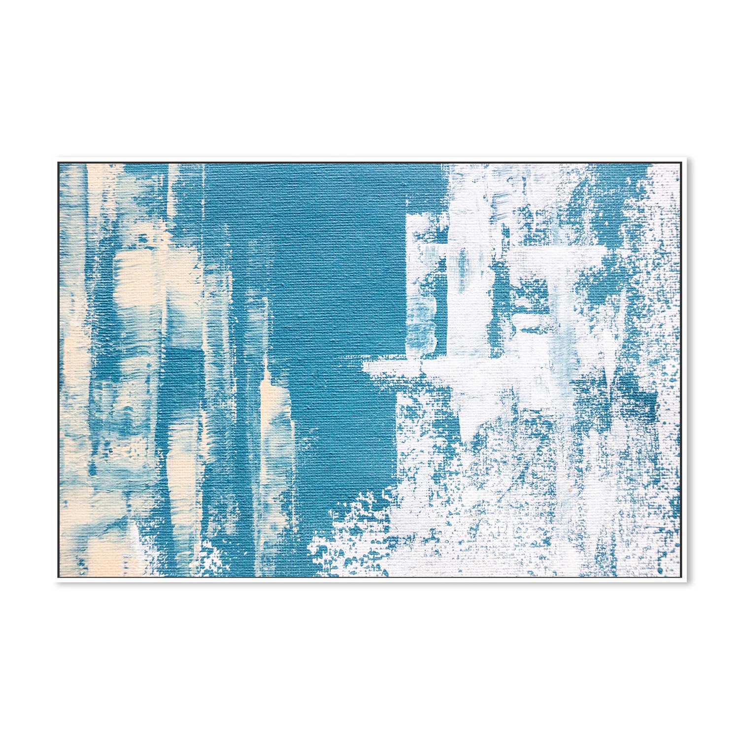 White Strokes On A Blue Sky, Hand-Painted Canvas - Image 5