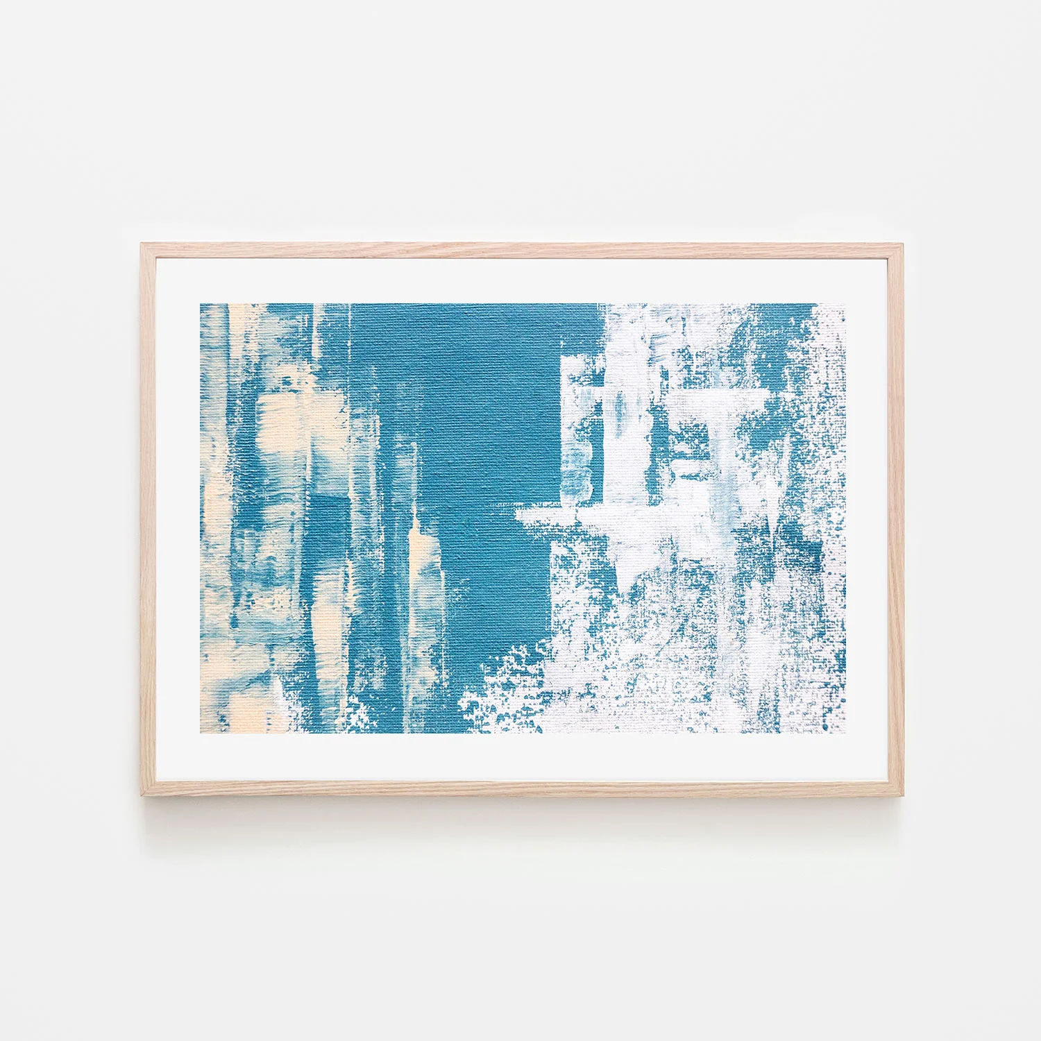 White Strokes On A Blue Sky, Hand-Painted Canvas - Image 6