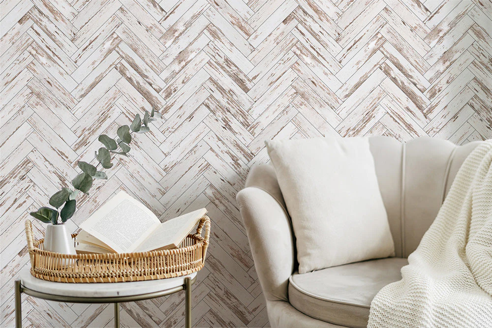 Whitewash Wood Subway Wallpaper - Image 2