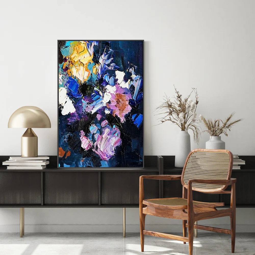 Wisteria Flowers , Hand-Painted Canvas - Image 2