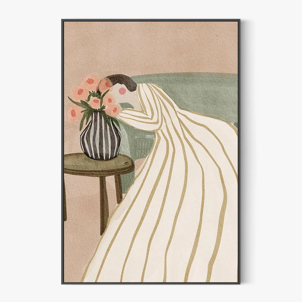 Woman Admiring Flowers - Image 3