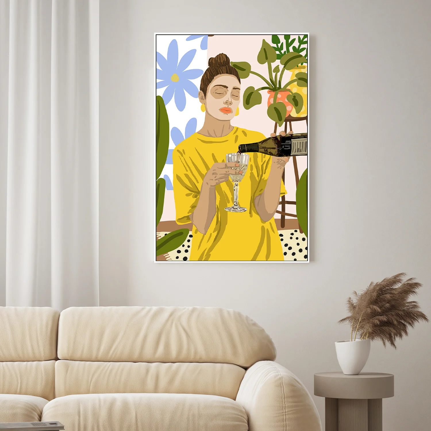 Woman In A Yellow Shirt Pouring Wine - Image 2