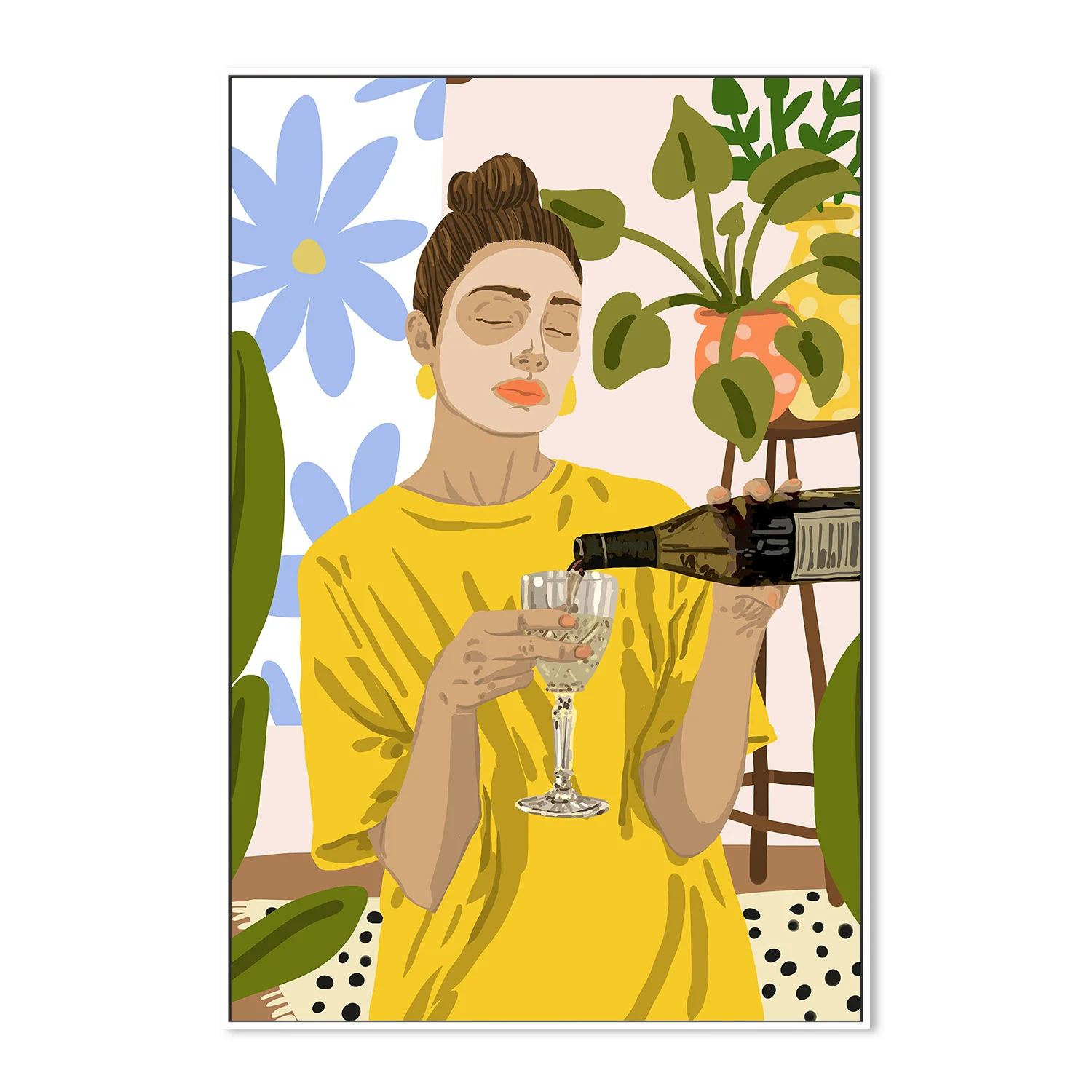 Woman In A Yellow Shirt Pouring Wine - Image 5