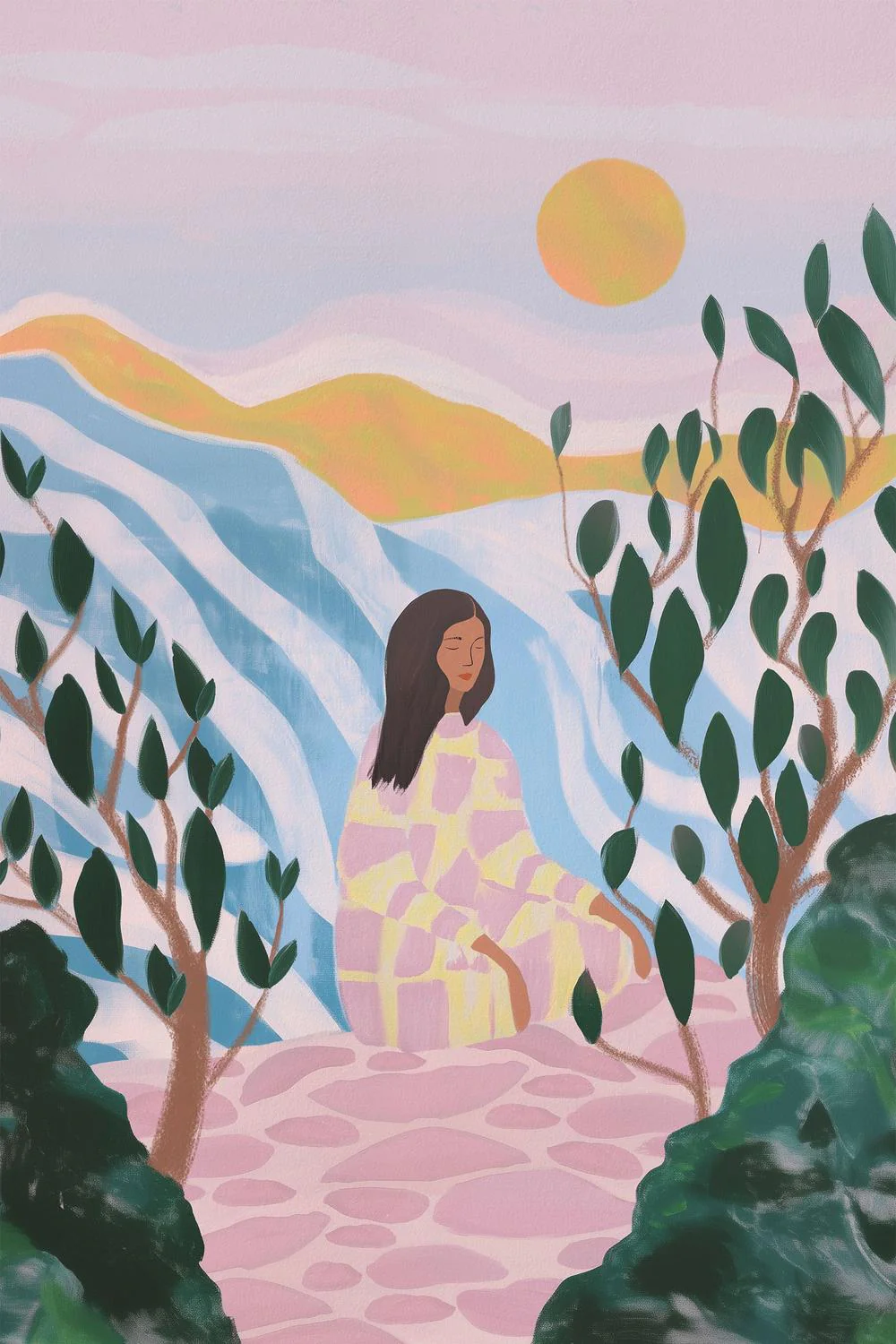 Woman in Serene Landscape
